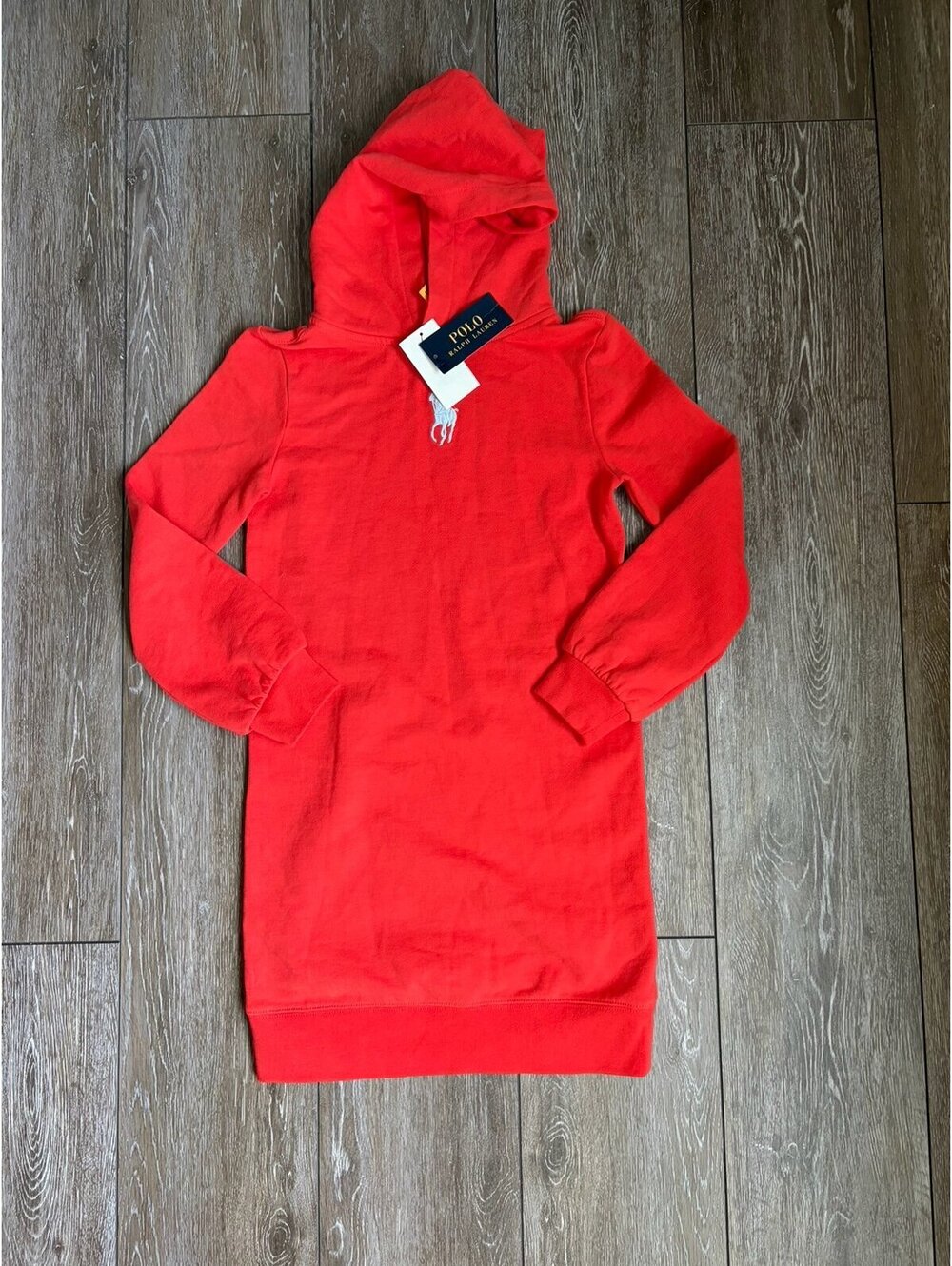 New Polo Ralph Lauren Big Pony Red Hoodie Sweatshirt Dress
